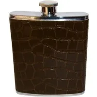 Arte Regal Flachmann FLACHMANN - 210ml/7oz Kroko Leder optik Edelstahl 82 (Dunkelbraun), Schraubverschluß