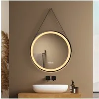 EMKE Badspiegel Antibeschlage 3 Lichtfarben Badezimmerspiegel mit schwarz Rahmen (50-80 cm, Touch Schalter), 3 Lichtfarben Dimmbar, Memory-Funktion, IP44
