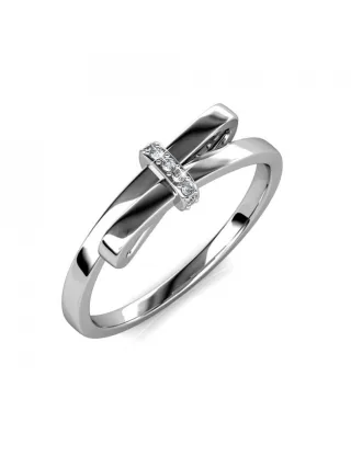 Leuchtender Schleifenring - Silber und Kristall