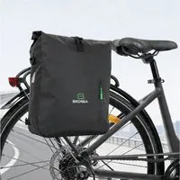 Bronea Fahrradtasche 3-in-1 Wasserdicht - 28L - SCHWARZ - Kombi Rucksack & Umhängetasche (Schnellmontage an Gepäckträger, integrierte Laptoptasche), Diamond-Struktur Laptoptasche 100% Wasserdicht Reflektierende Elemente