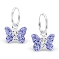 Order & Smile Schmuck Paar Ohrhänger Kinder Creolen Ohrringe Silber Schmetterling mit Zirkonia
