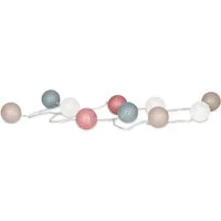 Levandeo® Lichterkette, 10er Lichterkette LED Ø6cm Kugeln Girlande Lampions Baumwolle Rosa
