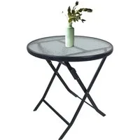 VCM Gartentisch Bistrotisch Garten Balkontisch 70 cm Ø Sonlas, VCM Gartentisch Sonlas 70x70x70 cm Metall, Glas