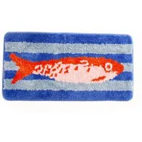 Helio Ferretti Badematte Fisch, Höhe 12 mm, rutschhemmend beschichtet, weich, Polyester, rechteckig, rutschfest, ca. 65 x 35 x 1,2 cm