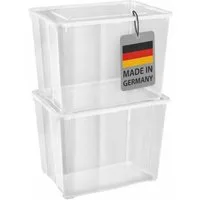 Gardissimo Aufbewahrungsbox 2 er Set mit Deckel 20 Liter Kunststoff Boxen Stapelboxen Plastik (Spar-Set, 2 Boxen + 2 Deckel), stapelbar / mit Luftungsschlitzen / ineinander nestbar