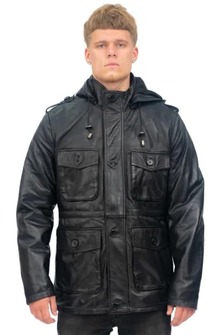 Herren-Trenchcoat aus Leder mit Kapuze – Medellin