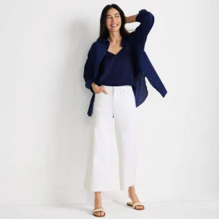 Farbige Culotte-Jeans High Waist, Damen, size: regular, Weiß, Elasthan/Viskose/Baumwoll-Mischung, by Lands' End