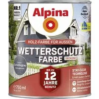 Alpina Wetterschutzfarbe Holzfarbe für außen deckend Schiefergrau 750 ml