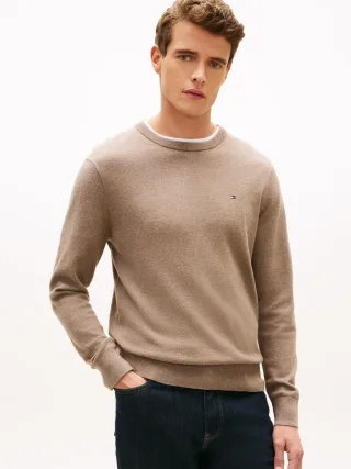 PIMA ORG CTN CASHMERE CREW NECK coastal taupe heather - Gr. - XXL
