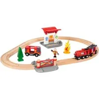 BRIO® Spielzeug-Eisenbahn BRIO® WORLD, Feuerwehr Set, (Set), mit Licht und Soundfunktion
