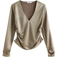 Next Langarmbluse Langarm-Oberteil mit V-Ausschnitt aus Jersey-Satin (1-tlg)
