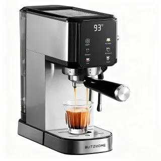 [EU Direct] BlitzHome® CM5105 Semi-Automatic Espresso Coffee Machine 20Bar 1350W with Touchscreen Control Cup Warmer 1L
