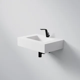 Steinberg Serie 444 Waschtisch Wandwaschtisch aus Mineo Stone, matt white, 444 7010 W 444 7010 W