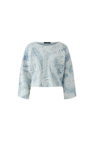 Oui - Pullover lt blue white - Gr. - 42