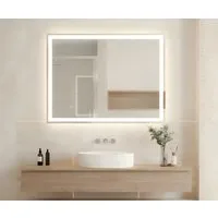 TLGREEN Badspiegel mit Beleuchtung,LED Spiegel mit 3 Lichtfarben und dimmbar, (Touch-Schalter und Beschlagfrei, gehärtetes Glas)