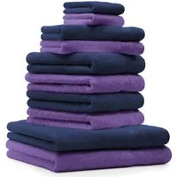 Betz Handtuch Set 10-TLG. Handtuch-Set Classic Farbe lila und dunkelblau, 100% Baumwolle (Set, 10-St)