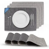 Bestlivings Platzset Kunstleder Uni/Struktur, (4-St), Tischset, abwischbares Lederimitat Platzdeckchen 46x33cm Doppelseitig