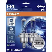 Osram KFZ-Ersatzleuchte Osram Scheinwerferlampe H4 Whitestar 2.0 2 Stück
