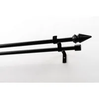 GARESA Gardinenstange SPYRNA mit offenem Träger, Ø 16 mm, 2-läufig, Wunschmaßlänge, mit Bohren, verschraubt, Holzwerkstoff, Metall, Vorhanggarnitur, verlängerbar, Spitze, ohne Ringe
