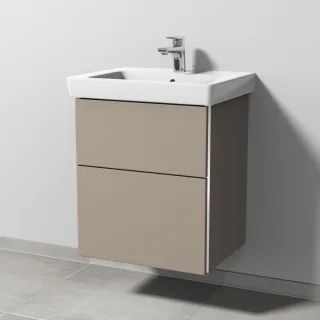 Sanipa 3way Waschtischunterbau zu Villeroy & Boch Subway 2.0 Waschtisch mit 2 Auszügen, Sandgrau-Mat BS61167