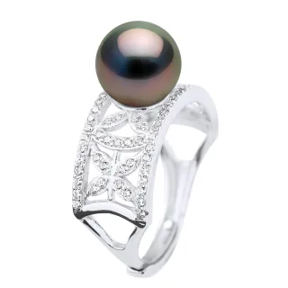 Ringschmuck - Echte Tahiti-Zuchtperle, rund 9-10 mm