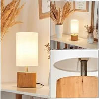 hofstein Tischleuchte »Coletta« Nachttischlampe aus Holz/Stoff in Natur/Weiß, ohne Leuchtmittel, Tischlampe, E14, Ø12cm, Leucht m. An-/Ausschalter