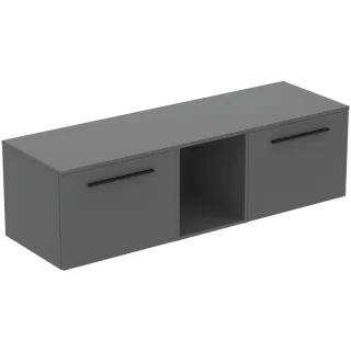 Ideal Standard Möbel-Set 160cm i.life B 2 Auszüge 1 mi.off.Fach Gr.Schwarz Quarzgrau matt, T5845NG T5845NG