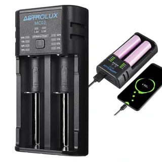 Astrolux® MC02 2 in1 USB Charging Mini Battery Charger Portable Mobile Phone Power Bank Current Optional Charger For 186