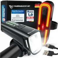 MIVELO Fahrradbeleuchtung SMART Fahrradlicht Set LED 100 LUX - Akku USB aufladbar