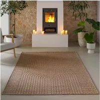 TaraCarpet Outdoorteppich Tara Carpet Sumatra Wave Sisal Jute Look natur, rechteckig, Höhe: 10 mm, Küche Wohnzimmer Terrasse Garten Balkon natur 80x150