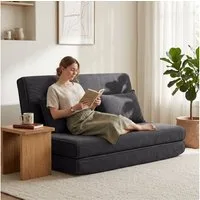 HOMCOM Bodenkissen 3 in 1 Schlafsofa Klappsofa mit 2 Kissen und Verstellbarer Rückenlehne, 3-in-1, 5-fach verstellbar, 2 Kissen