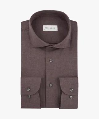 Profuomo - Aubergine Brushed Twill Hemd Aubergine - Gr. - 40