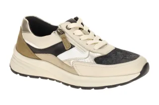 Gabor 86.597 Beige Schwarz Ivory Sand Kombi Schn?r-Halbschuhe mit OptiFit Fu?...