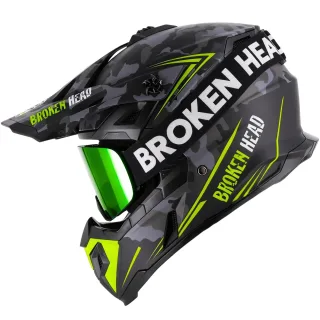 Broken Head Crosshelm Squadron Grau-Grün + MX-Brille Struggler Grün
