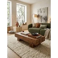 KADIMA DESIGN Couchtisch Couchtisch Massiv-Holz 120cm breit Design Wohnzimmer-Tisch, dunkel-braun Landhaus-Stil Beistelltisch
