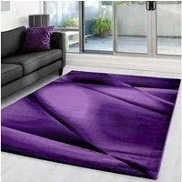 Carpettex Designteppich Abstrakt Design, Läufer, Höhe: 12 mm, Kurzflor Teppich Wohnzimmer Abstrakt Design Violett Pflegeleicht