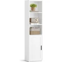 VASAGLE Bücherregal Standregal mit Tür, für Wohnzimmer, Homeoffice, Esszimmer, 5-stöckiges hohes Regal, Standregal mit Tür und offenen Fächern