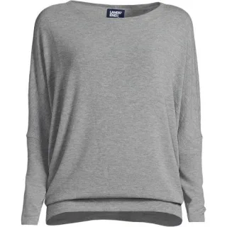 Shirt mit Fledermausärmeln aus softem Viskosemix, Damen,  Grau, Viskose-Mischung/Polyester-Mischung, by Lands' End