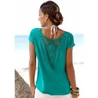 LASCANA Strandshirt mit Spitzeneinsatz, T-Shirt, lockere Passform, casual-chic