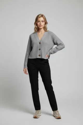 IN LINEA - Cardigan flanell mel. - Gr. - 36