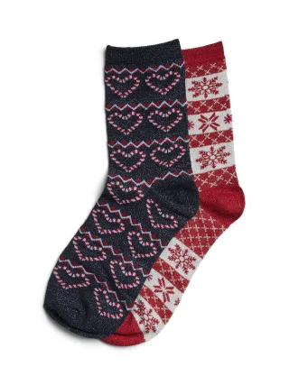 PIECES - PCJIA GLITTER SOCKS 2-PACK BOX BC MXM Medium Grey Melange - Gr. - ONE SIZE