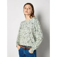 Apricot Langarmshirt Feinstrickpullover mit Blumenmuster