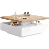 REDOM Couchtisch Couchtisch 70x70 cm mit 360° drehbarer Tischplatte (Satztisch, Wohnzimmertisch Beistelltisch, 1-St., praktischer Stauraum, bis 30 kg Tragkraft), mit Walnussplatte und Hochglanzbeinen
