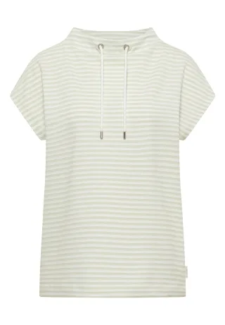 CECIL - T-Shirt mit Funnel Neck und Streifen raw matcha lime - Gr. - M