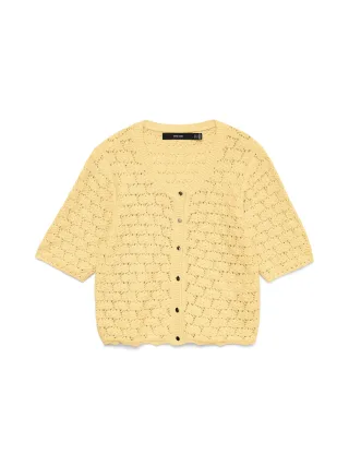 VERO MODA - VMKORA 2/4 O-NECK BUTTON CARDIGAN Golden Haze - Gr. - XL