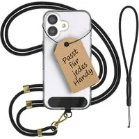EAZY CASE Handykette Universal Handykette für alle Modelle zum Umhängen, Smartphonekette kombinierbare Handyhülle abnehmbares Band Schwarz