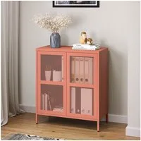 skølm Kommode Zephyr mit Push-to-open-Türen (Terrakotta, mit Füßen), Metallschrank mit höhenverstellbarem Einlegeboden, Sideboard