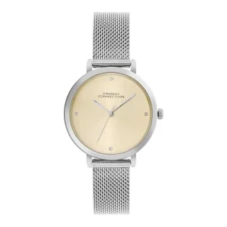French Connection - Analoge Armbanduhr für Damen (Senf /Silber)