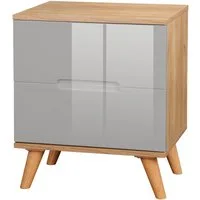 OTTO home Nachtschrank Lund Nachttisch Beistellschrank Kommode mit Hochglanzfronten Nachtkommode mit 2 Schubladen Bestseller im skandinavischem Design