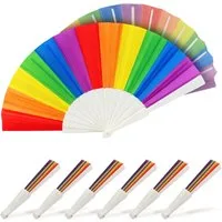 Bwecuy Handfächer 10 Stück handgehaltene Regenbogenfächer, Partyzubehör, (10-tlg)